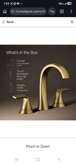 Kohler Cursiva 8 in. Widespread Double Handle Bathroom Faucet in Vibrant Brushed Moderne Brass