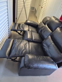 Black Faux Leather 3-Seater Reclining Couch