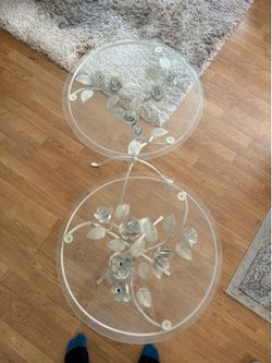 Flower glass end tables