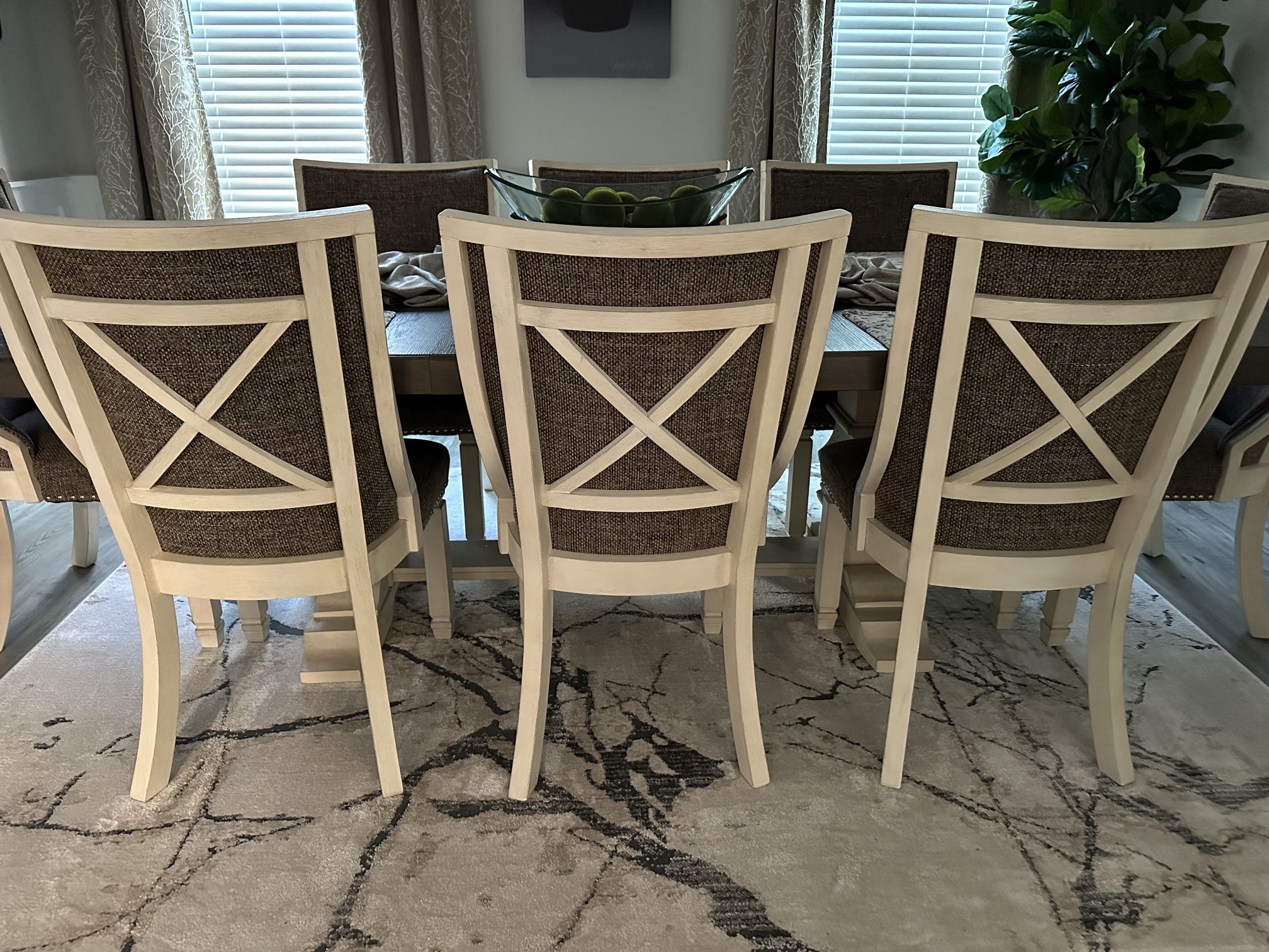 Two Toned Dining Chairs - 8 Included