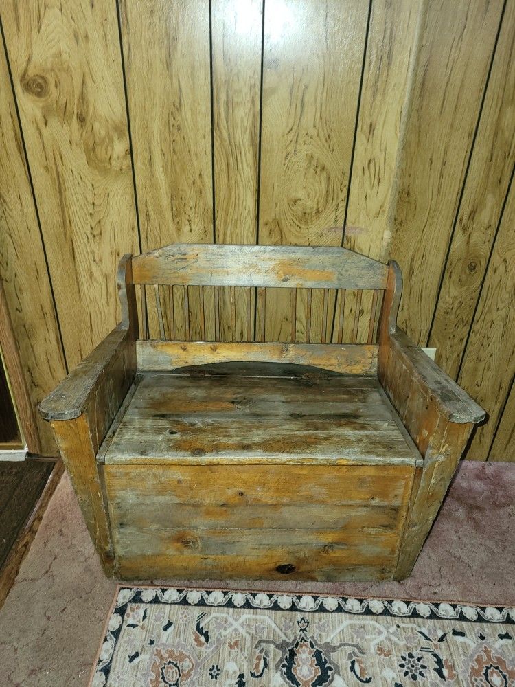 Antique Cauffer Wood Storage Bench