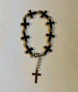 Black And Gold Cross Bracelet