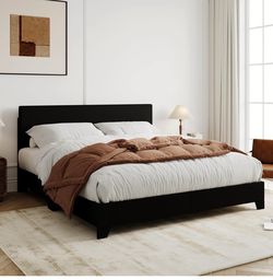 Full Size Black Faux Leather Bed Frame