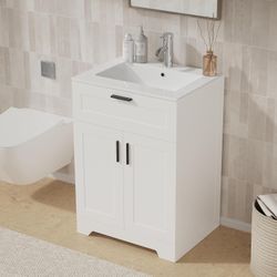 24" Modern Bathroom Vanity with Ceramic Sink