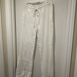 New York And Co White Linen Drawstring Pants 
