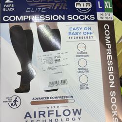 Copper Fit Elite Compression Socks 2 Pairs Black L/XL