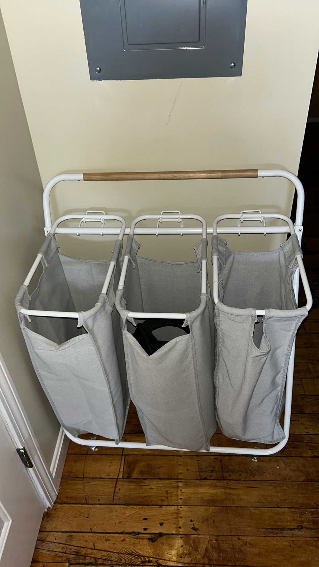 3-Section Laundry Hamper on Wheels