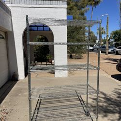 5-Tier Rolling Steel Wire Shelving Storage Rack - excellent condition