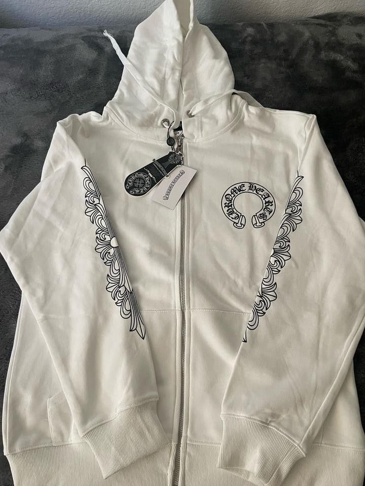 Chrome Hearts White Zip Up Hoodie Size M 