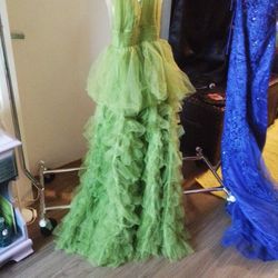 Lime Green Wedding Dress With Ruffles