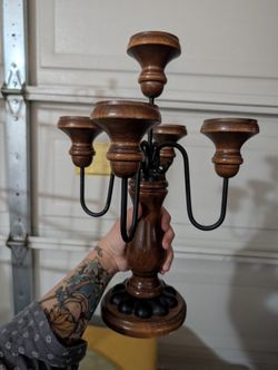 Wooden Vintage Candle Holder 