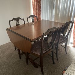 Vintage Dining Table + Six chairs