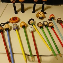 Harry Potter Bundle. Pez Dispensers Pencil Toppers Includes Colored Pencils. Will Not Separate.