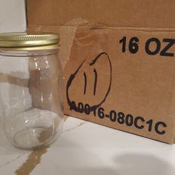 NEW Lot of 11 Clear Glass Glasses Jar Jars Gold Screw Top Canning storage Organizer Food Container 