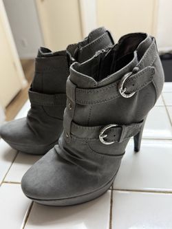 G by Guess Gray Stiletto Ankle Boots