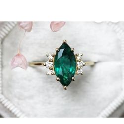 Emerald And Diamond Engagement Ring 