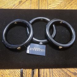 Set Of Three Vintage 1970s GIVENCHY Black Lucite  Bangle Bracelets