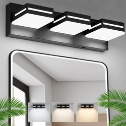 Modern LED Bathroom Light Fixtures 3-Light Matte Black