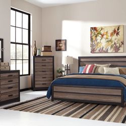 Harlinton Gray/Charcoal Panel Bedroom Set (Queen and King Bed Frame