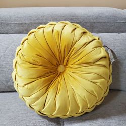 NEW 16" Round Mustard Yellow Decorative Pillow