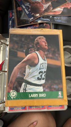 Vintage 1990 NBA Hoops Larry Bird trading action photo