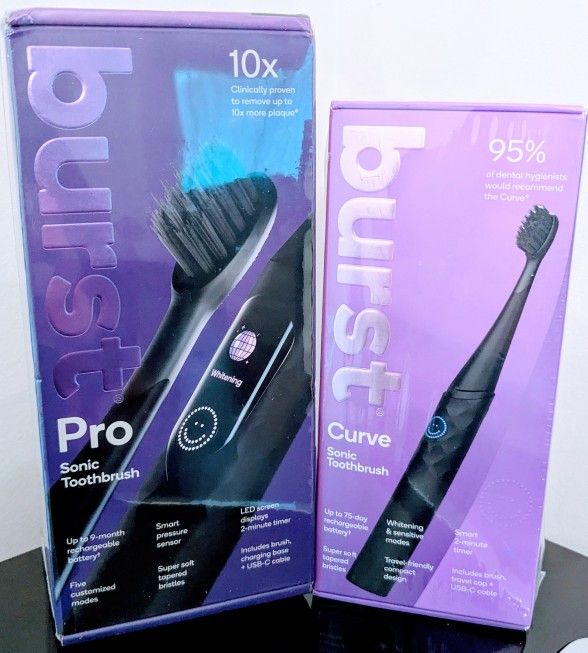 burst Pro Sonic And Curve Sonic Electric Toothbrushes -Brand New!