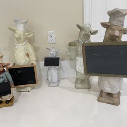 Ceramic Pig Chef Statues 