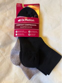 NEW Dr. Motion Everyday Compression Quarter Socks 2 Pairs Women’s Size 9-11 Black/Gray  Enjoy all-day comfort and support with these brand-new Dr. Mot