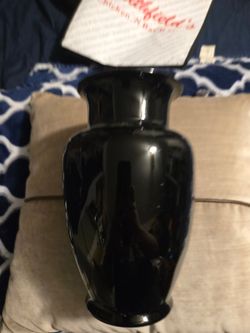 Black Glossy Glass Vase, 9 Inches Tall