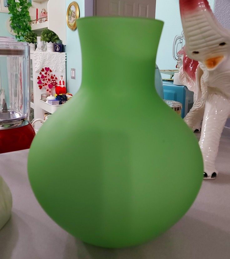 Pottery Barn Art Glass Green Apple Vase Mid-Century Modern