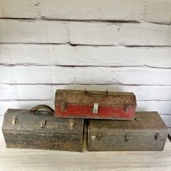 Vintage Metal Tool Box Lot 3pc