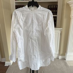 1920s Lion Dress Collarless Formal Tuxedo Shirt with Round Textured Bib and Cuffs/Vintage Tuxedo Shirt