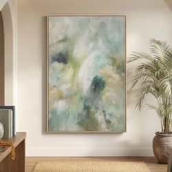 Extra Large Framed Abstract Wall Art, X-Large 40” x 60”, Green
