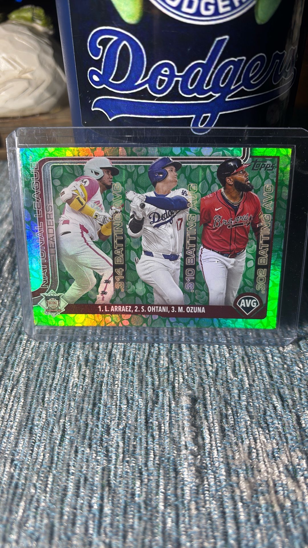 Short Print Topps NL Batting Leaders Ohtani Green Foil Refractor