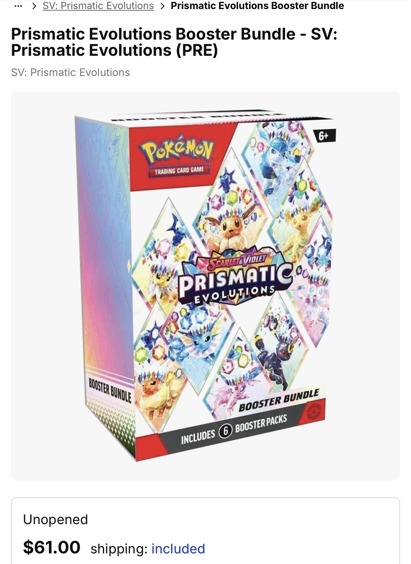 Pokemon Prismatic Booster Bundles