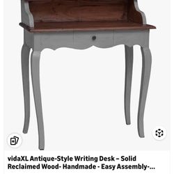vidaXL Antique-Style Writing Desk – Solid Reclaimed Wood- Handmade - Easy Assembly- Tabletop Size 31.5"x15.7" – Overall Height 36.2"