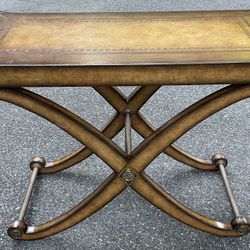 Rare Kreiss Leather-Wrapped Neoclassical Console/Serving Table - In Beautiful Condition