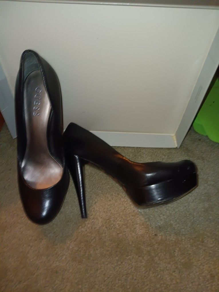 High Black Leather Heels