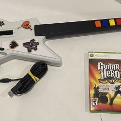 Xbox 360 Wired Xplorer Guitar With Guitar Hero World Tour Tested And Working