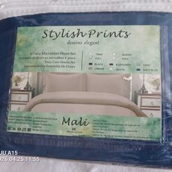"Stylish Prints"  4 Piece Microfiber Sheer Sheet Set "
