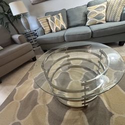 Sofa chair living room couch blue green Aqua with cushion excellent