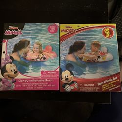 15 each..... New... Minnie Mouse and Mickey Mouse inflatable boat from Disney Junior, designed to make young children feel comfortable and safe in the