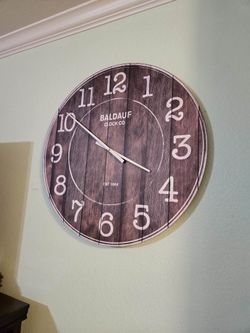 Large Wall Mounted Clock Faux Wood Grain