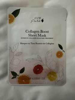 100% Pure Collagen Boost Sheet Mask with Black and White Design