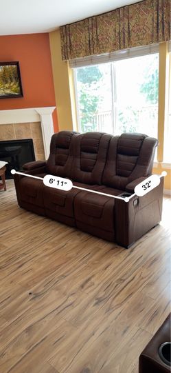 Reclining 3-seat leather sofa