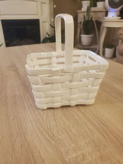 Vintage Italian White Woven Porcelain Basket
