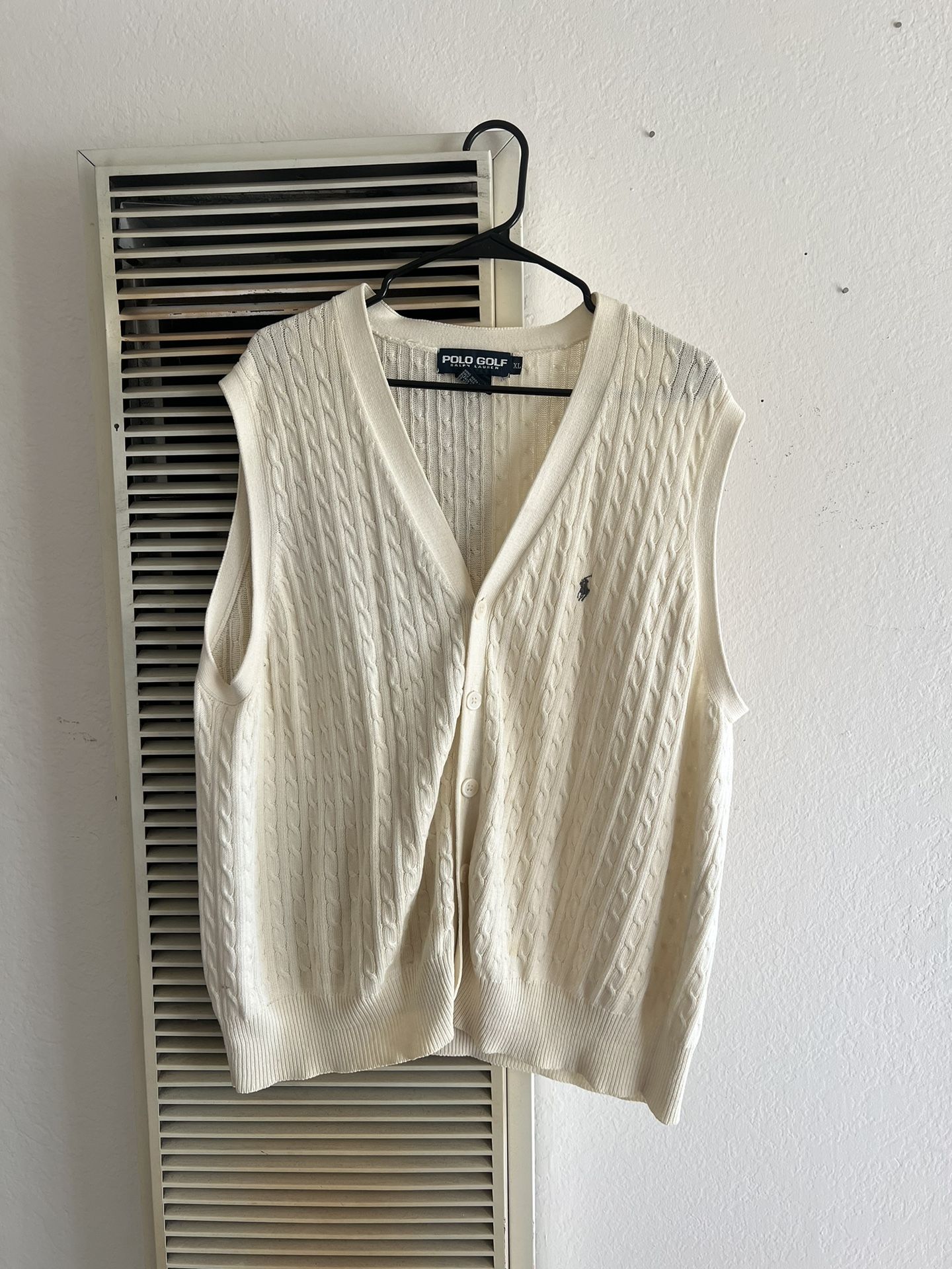 Vintage 90s Men’s Polo Ralph Lauren Golf Sweater Vest Beige XL