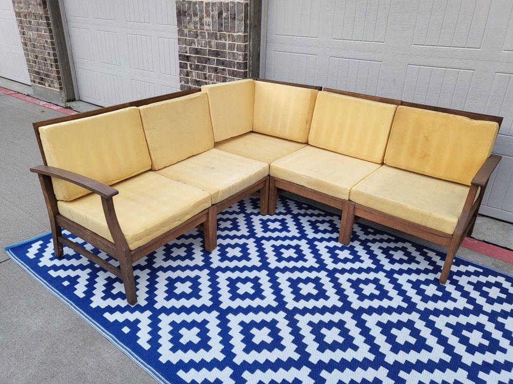 Teak Wood Patio Sectional Set. Read Description Below