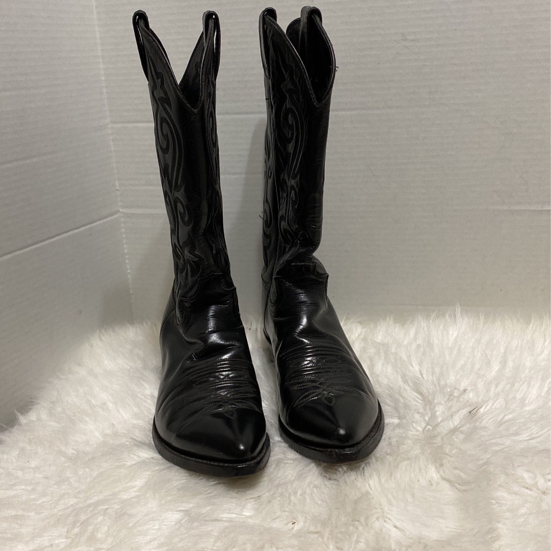 JUSTIN Boots Western Cowboy Corona 1434 Leather Black Men's 8.5 D
