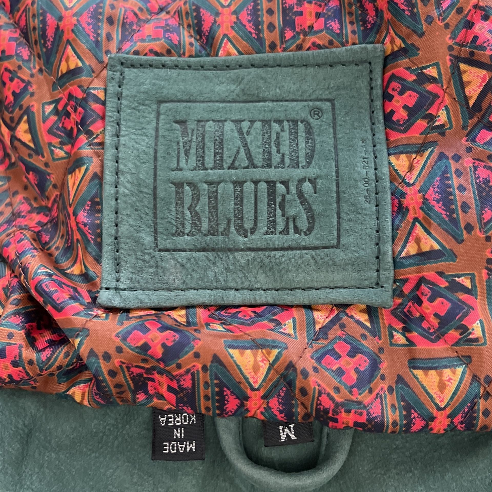 Mixed blues leather jacket cheap